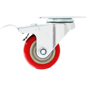 3 inch Red PU Swivel Caster With Brake