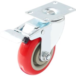 4 inch Red PU Swivel Caster With Brake