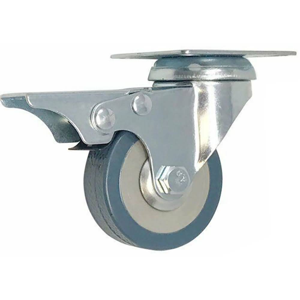 4 Pack 2 Inch Stem Casters Swivel with Side Brake Grey PU Caster Wheels 