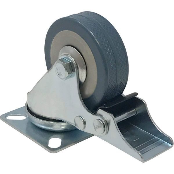 3 Inch Grey Rubber Swivel Wheel Caster With Brake