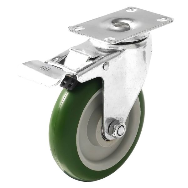 5 inch Green PU Swivel Caster With Brake