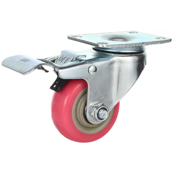 3 inch Pink PU Swivel Caster With Brake