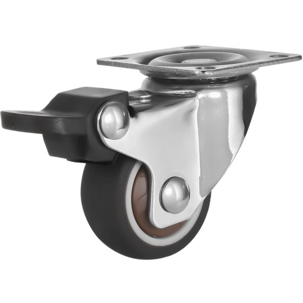 1.5 Inch Brown Rubber Swivel Caster Wheel With Brake
