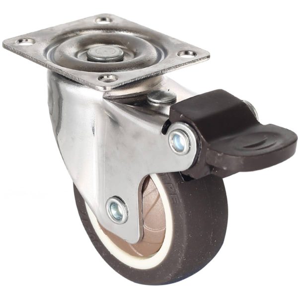 2 Inch Brown Rubber Swivel Caster Wheel With Brake