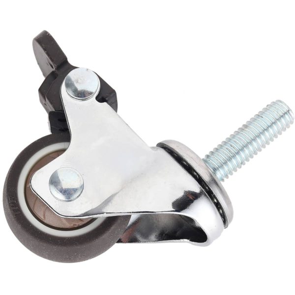 1.5 Inch Brown Hard Rubber 1.1″ Tall Threaded Stem Swivel Caster With Brake