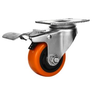 3 inch Orange PU Swivel Caster With Brake