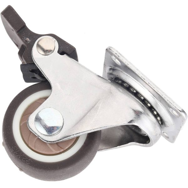 1.25 Inch Brown Rubber Swivel Caster Wheel With Brake