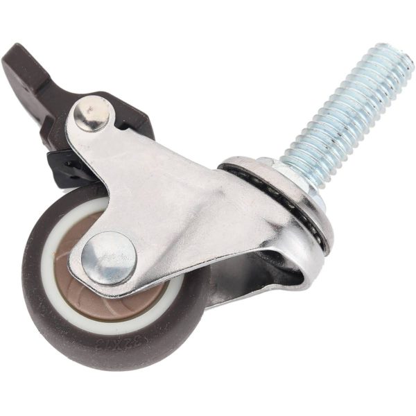 1.25 Inch Brown Hard Rubber 1.1″ Tall Threaded Stem Swivel Caster With Brake