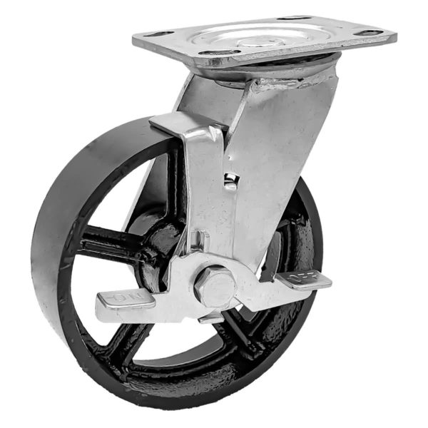 5 Inch Vintage Black Iron Swivel Wheel With Brake