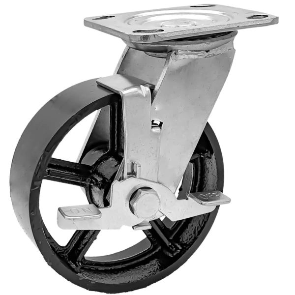 6 Inch Vintage Black Iron Swivel Wheel With Brake