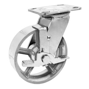 6 Inch Vintage Grey Iron Swivel Wheel With Brake