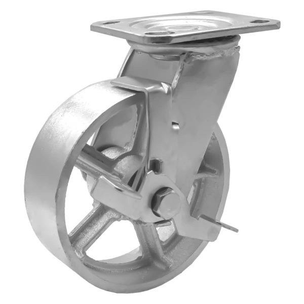 8 Inch Vintage Grey Iron Swivel Wheel With Brake