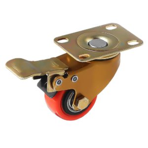 1.5 inch Antique Copper Red PU Swivel Caster With Brake