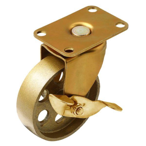 4 Inch All Gold Metal Swivel Wheel With Brake