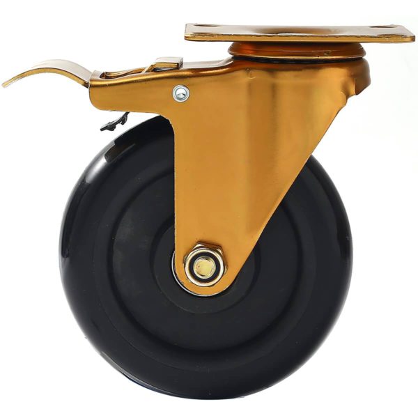 5 inch Antique Copper Black PU Swivel Caster With Brake