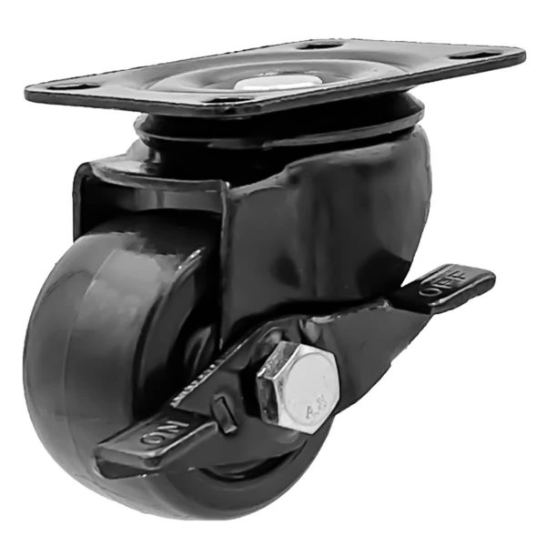 2 inch Black Solid PU Swivel Caster Wheel With Brake