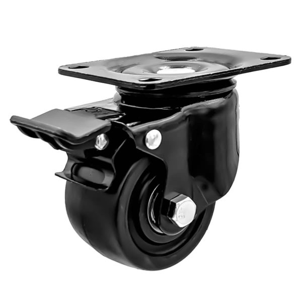 2.5 inch Black Solid PU Swivel Caster Wheel With Brake