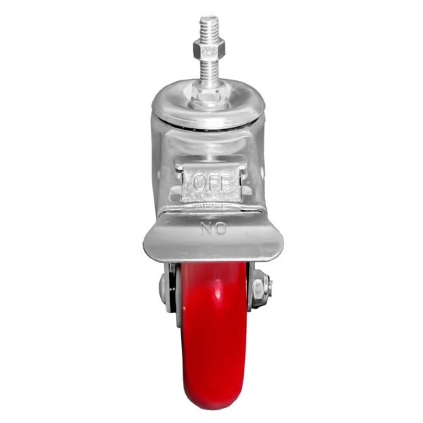5 inch Red PU Swivel Stem Caster With Front Brake