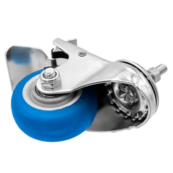 3 inch Blue PU Swivel Stem Caster With Front Brake