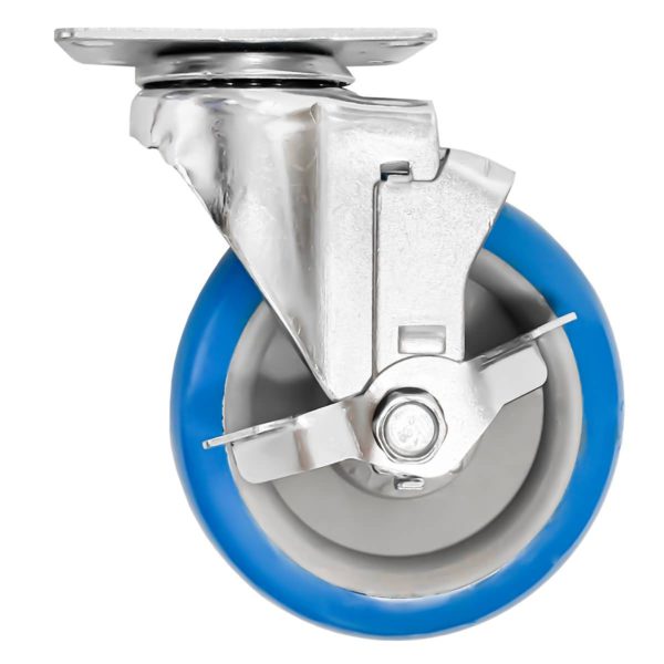 5 inch Blue PU Swivel Caster With Side Brake