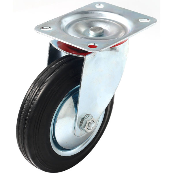 6 Inch Black Rubber Swivel Caster Wheel No Brake