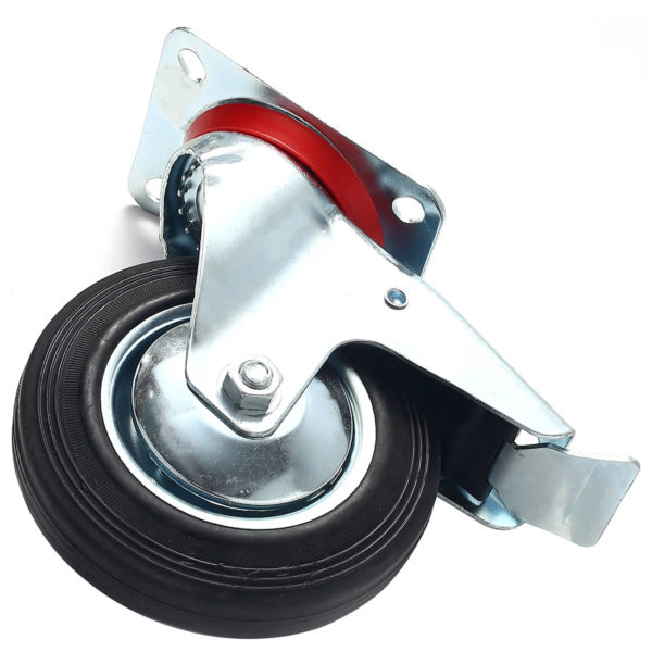 6" CST010_01 150mm Rubber Swivel and Swivel With Brake Castor Wheel 4 Pack 