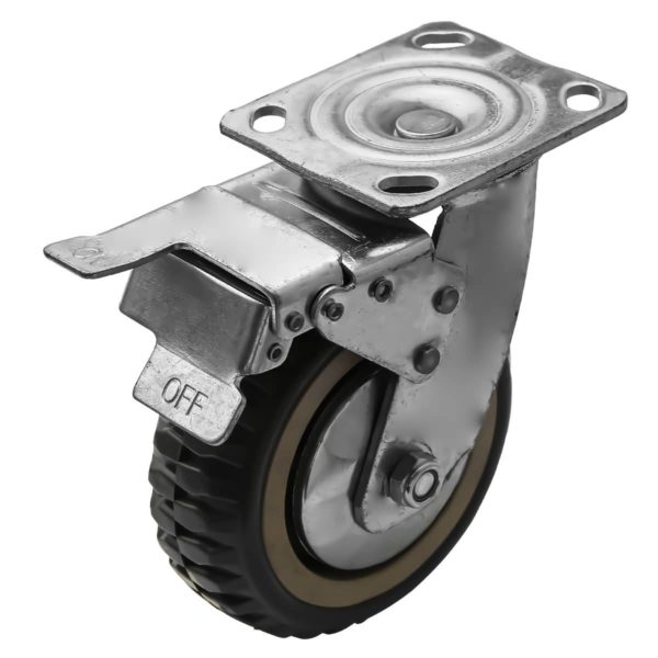 6 inch Grey All Terrain Tyre Veins PU Swivel Caster With Brake