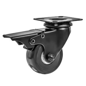 2 Inch All Black PU Swivel Caster Wheel With Brake