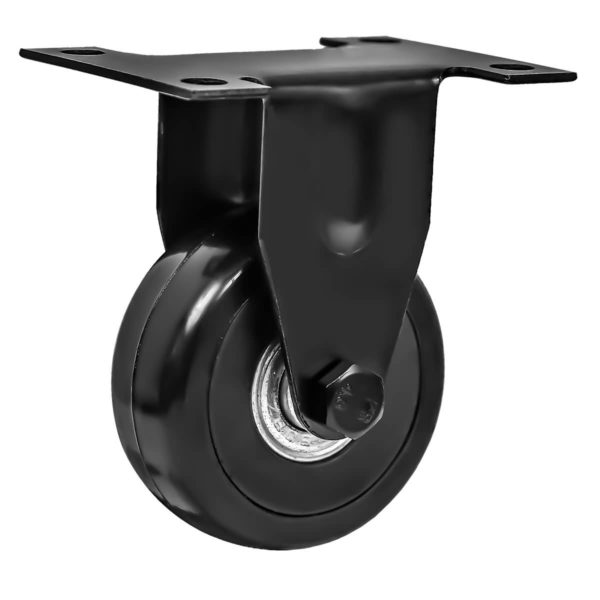 2 Inch All Black PU Non Swivel Caster Wheel Rigid