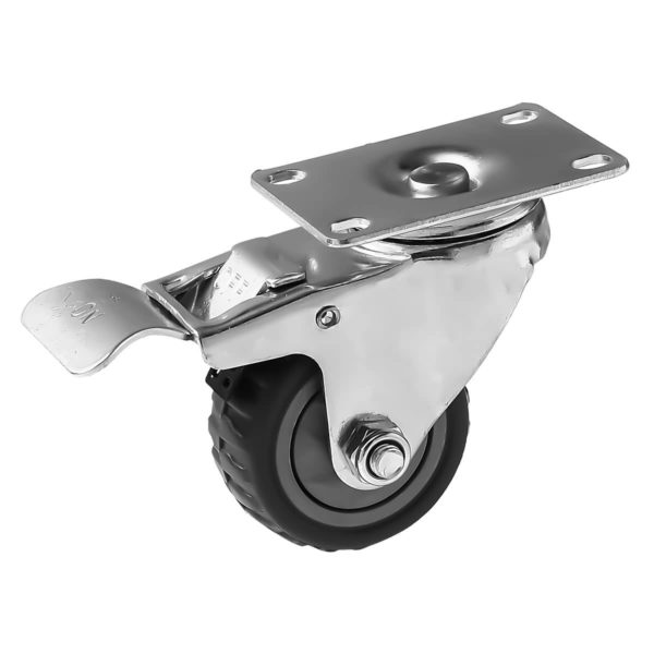 3 inch Grey All Terrain Tyre Veins PU Swivel Caster With Brake