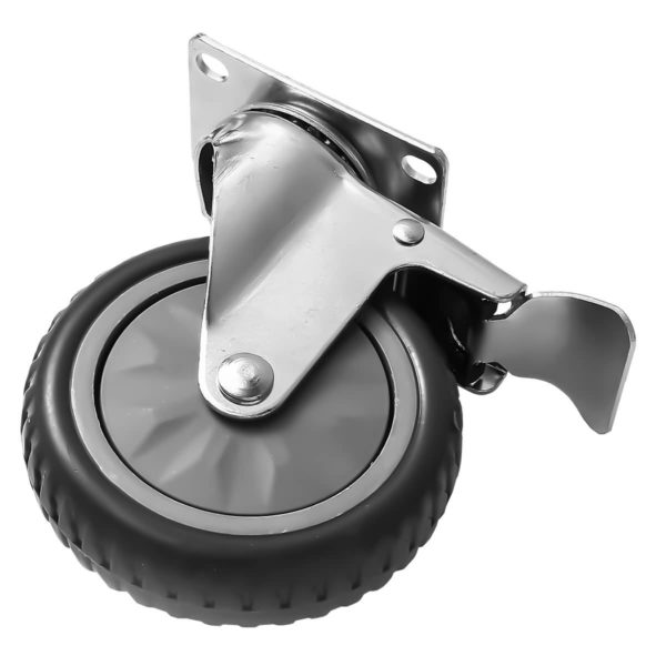 5 inch Grey All Terrain Tyre Veins PU Swivel Caster With Brake