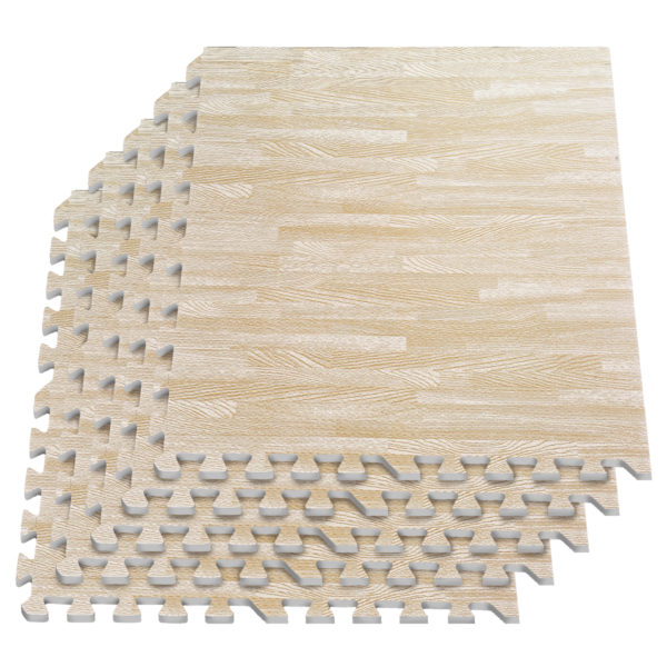 24 Pack 24"x24" Interlocking Light Oak Floor Foam Mats Exercise Puzzle Tiles