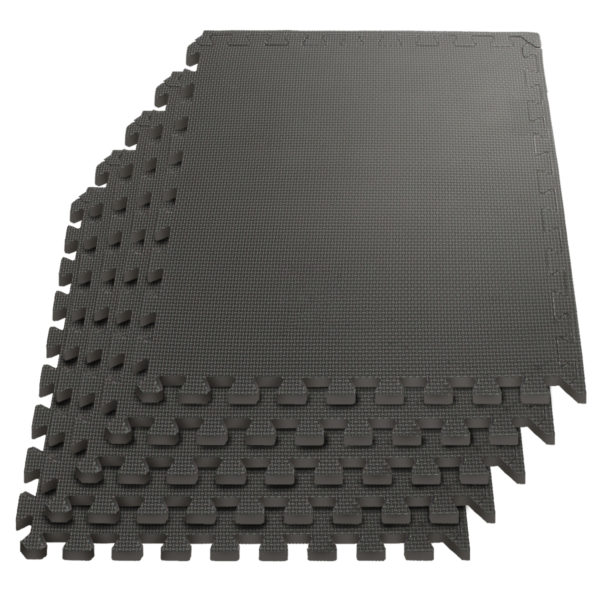 24 Pack 24"x24" Interlocking Black Floor Foam Mats Exercise Puzzle Tiles