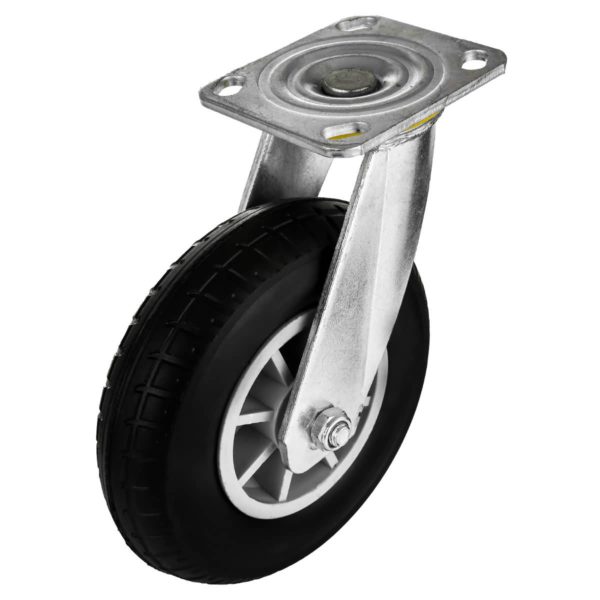8 inch Black Rubber Swivel Rought All Terrain Caster Wheel No Brake