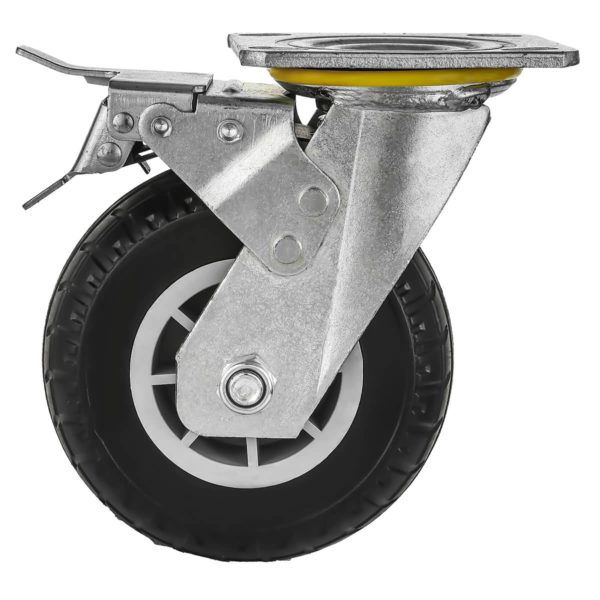 6 inch Black Rubber Swivel Rought All Terrain Caster Wheel With Brake