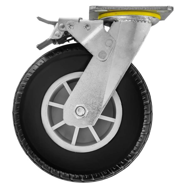 8 inch Black Rubber Swivel Rought All Terrain Caster Wheel With Brake