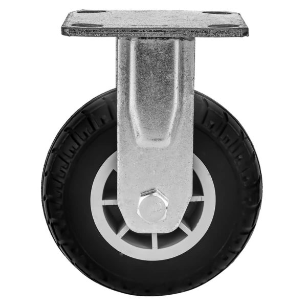 5 inch Black Rubber Non Swivel Rought All Terrain Caster Wheel Rigid