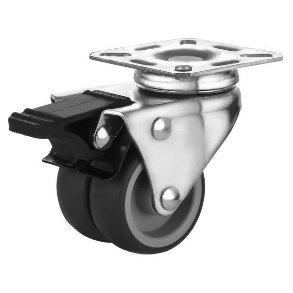 2 inch Black TPR PU Swivel Dual Double Caster With Brake