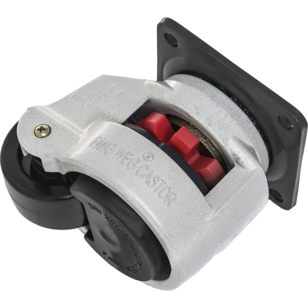 2.4 Inch Retractable Leveling Caster Wheels – Swivel Black Rubber Wheels with Adjustable Leveling Foot
