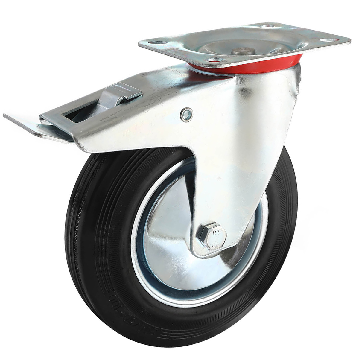 8 Inch Rubber Swivel Caster Wheel With Brake
